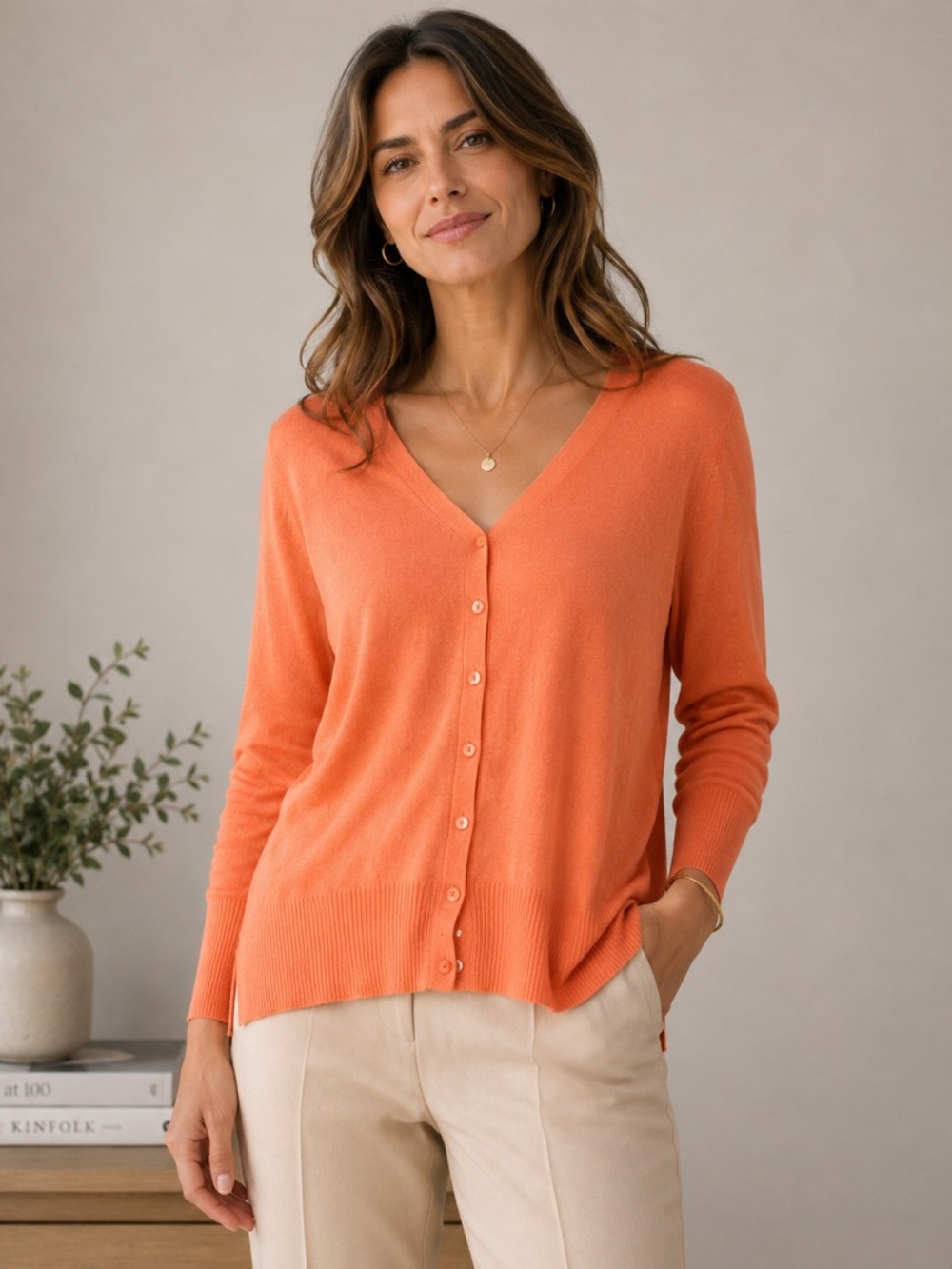 Maurices Coral Orange Button Front Cardigan Sweater